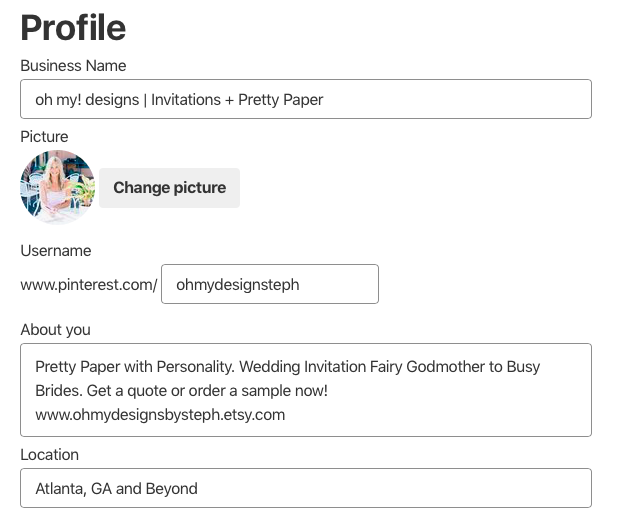 Pinterest Business Profile